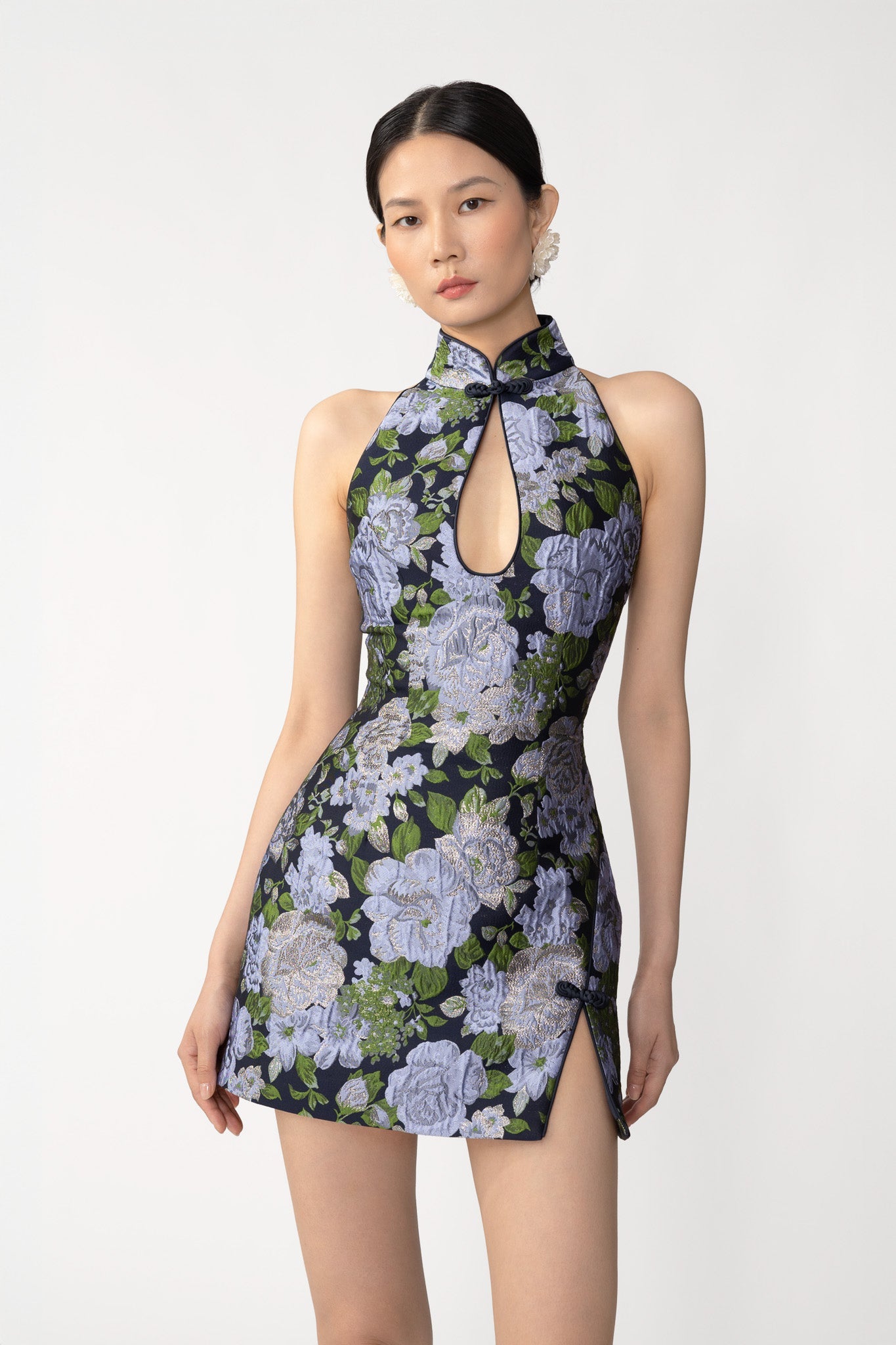Eva Jacquard Mini Dress - Blue Multi