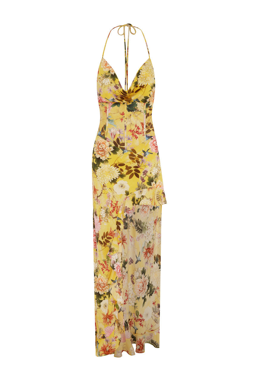 SANTONIA HALTER CORSET MAXI DRESS - KENDALL YELLOW