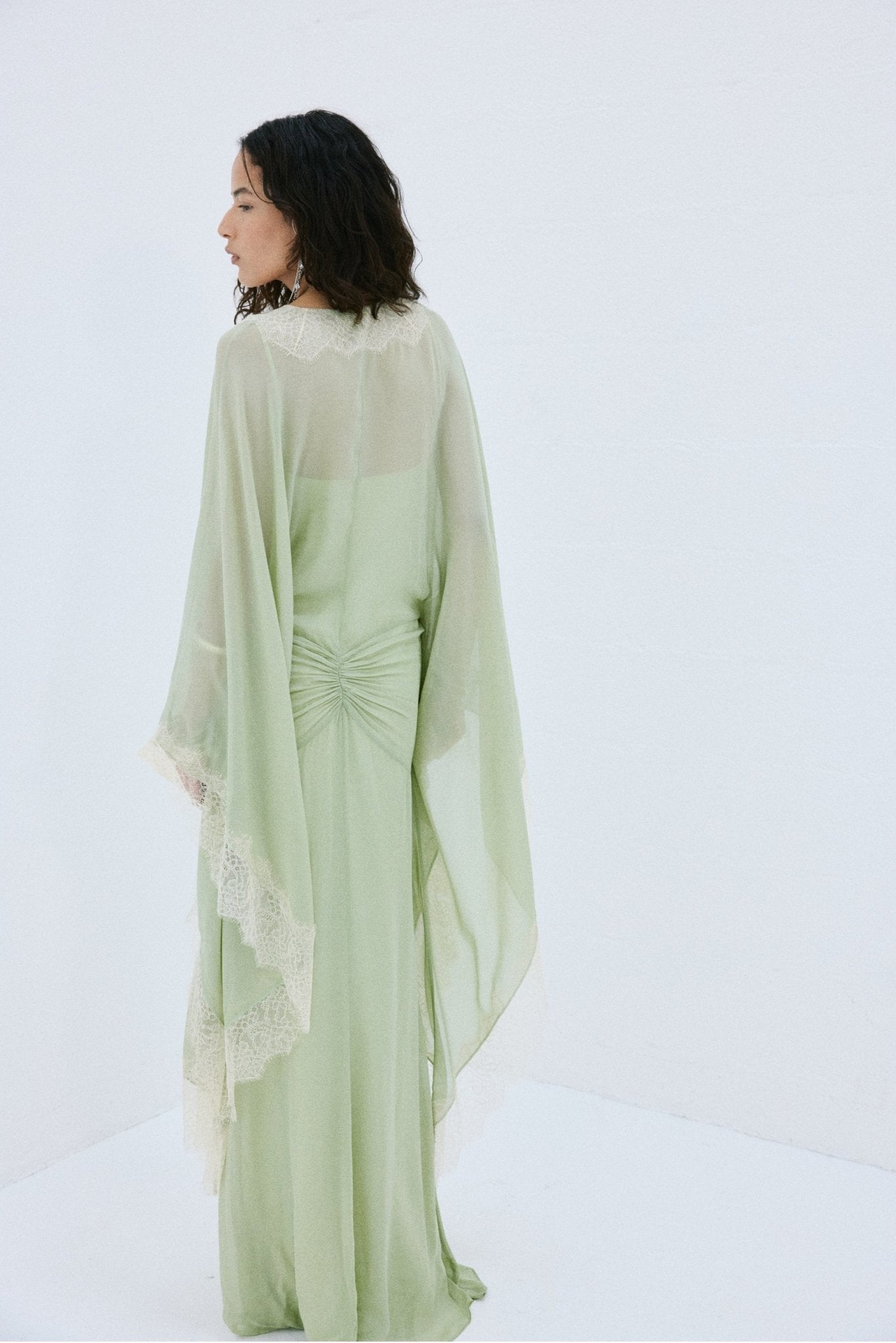 EVITA MAXI DRESS IN MINT GREEN VISCOSE GEORGETTE