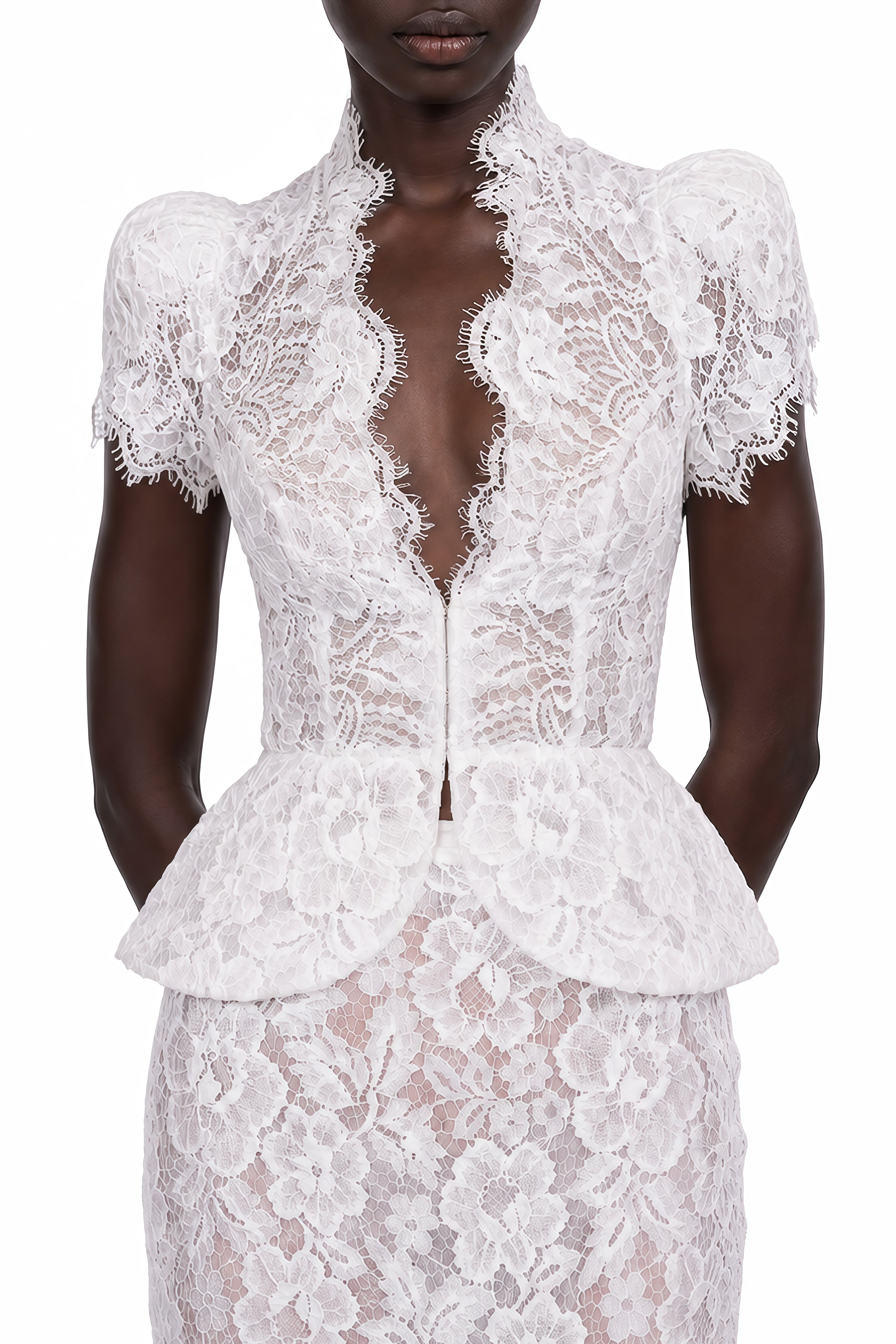 Cassiopeia White V-Neck Floral Print Top &amp; Skirt Set