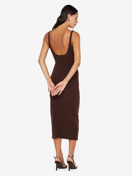 KARINA TUCK MIDI DRESS - DARK CHOCOLATE - 2