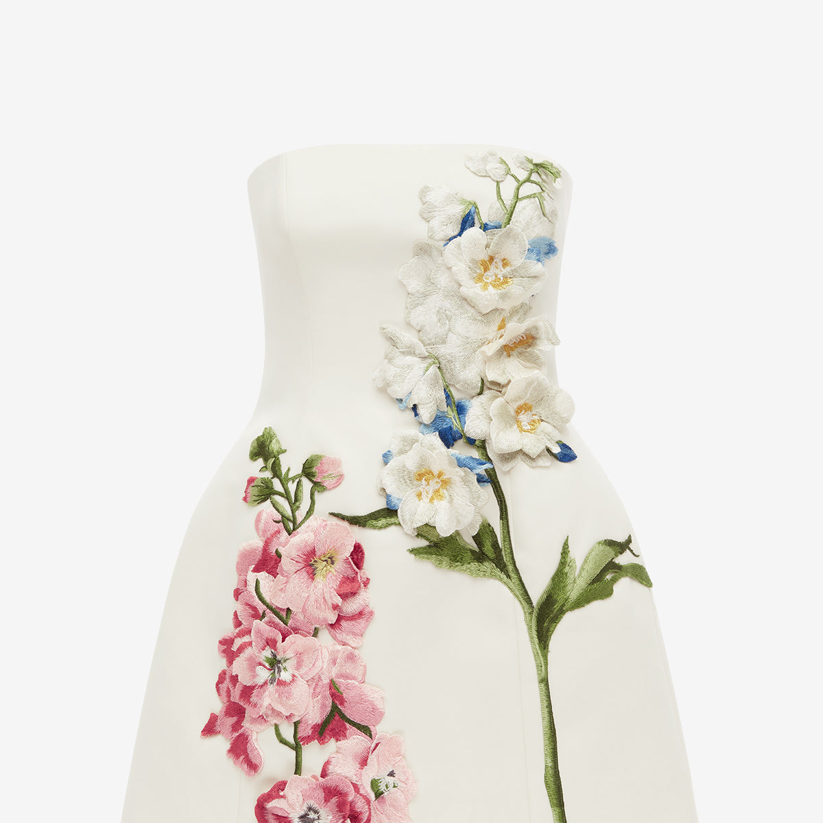 Roselle Embroidered Bustier Mini Dress - Snapdragon Print in Snow