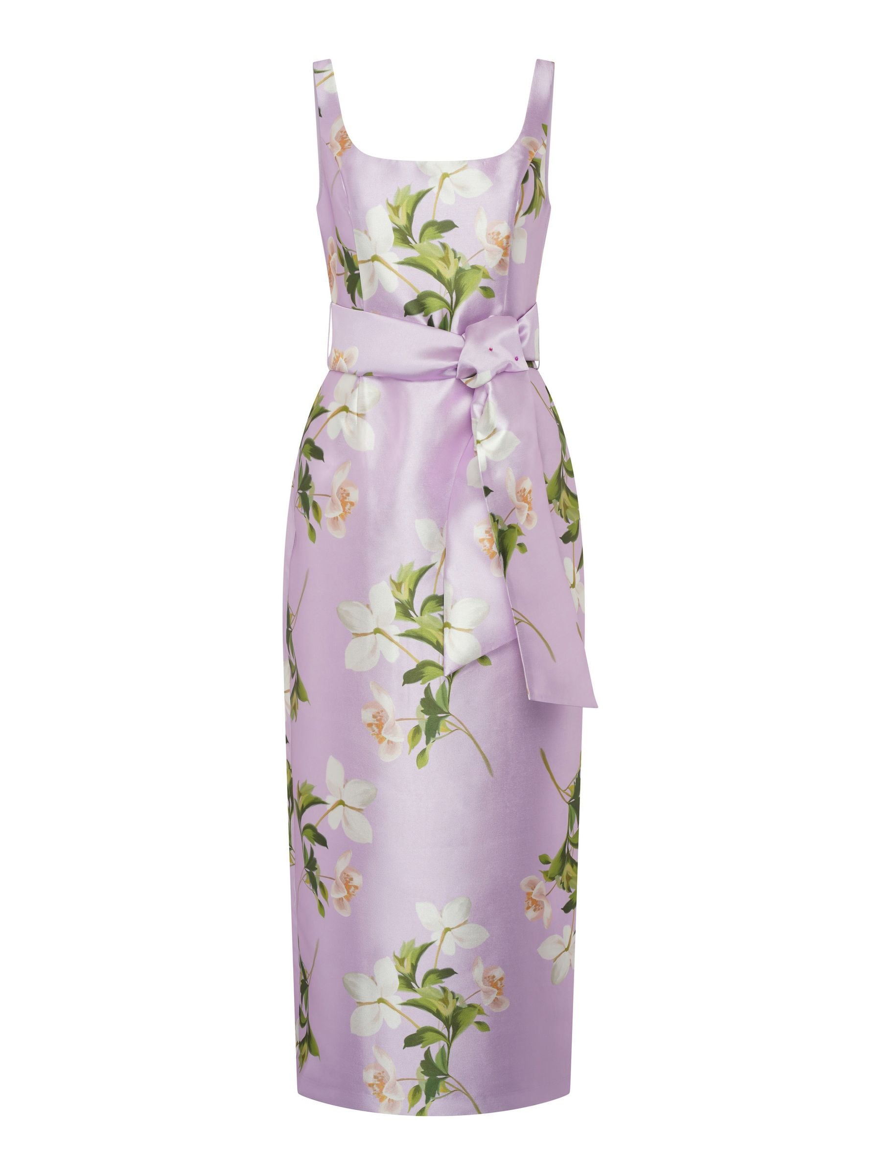 Gina Bacconi Purple Shawna Floral Tie Waist Maxi Dress - Size US 6