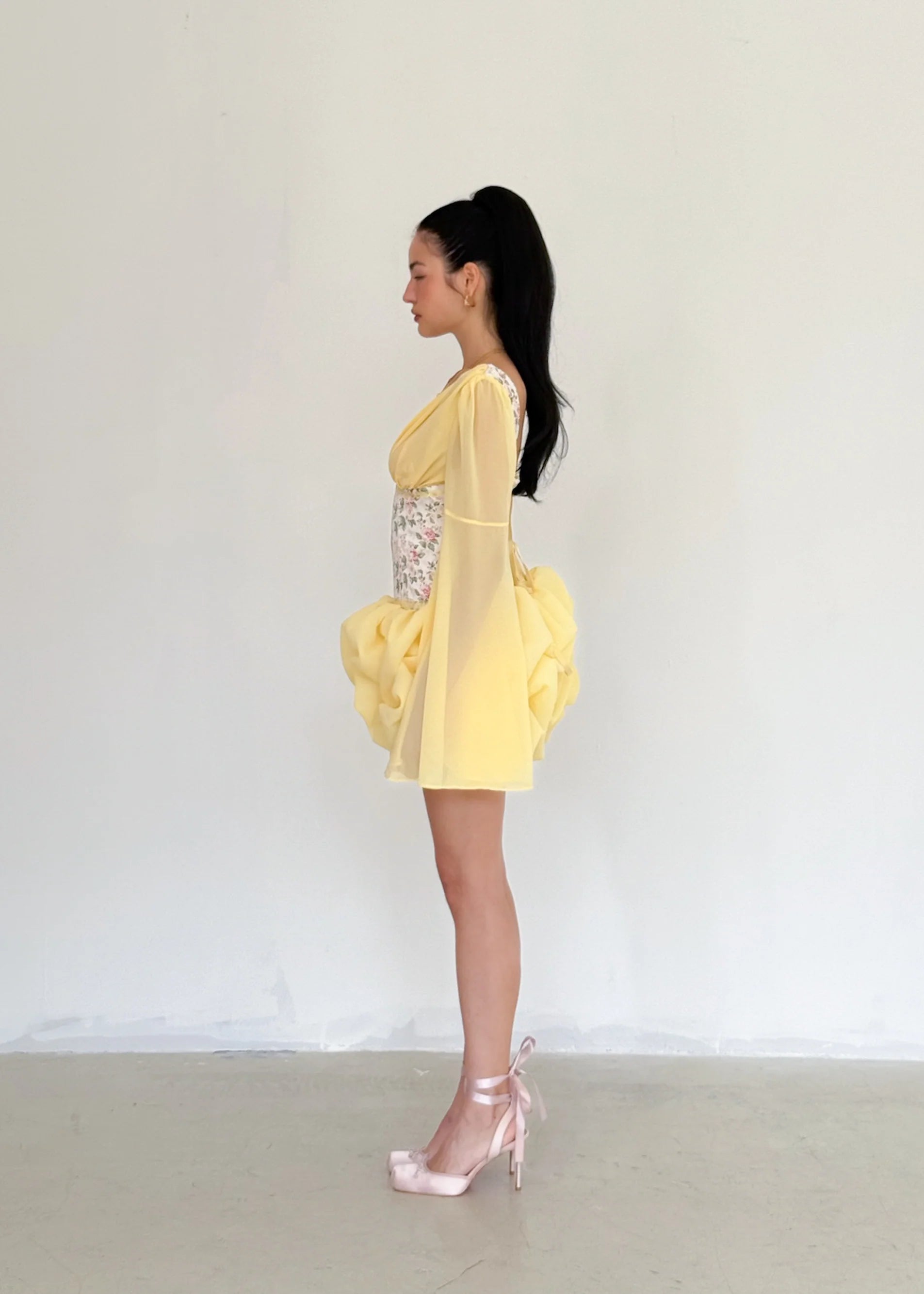 The Puff Cloud Mini Dress in Vintage Cream Flower
