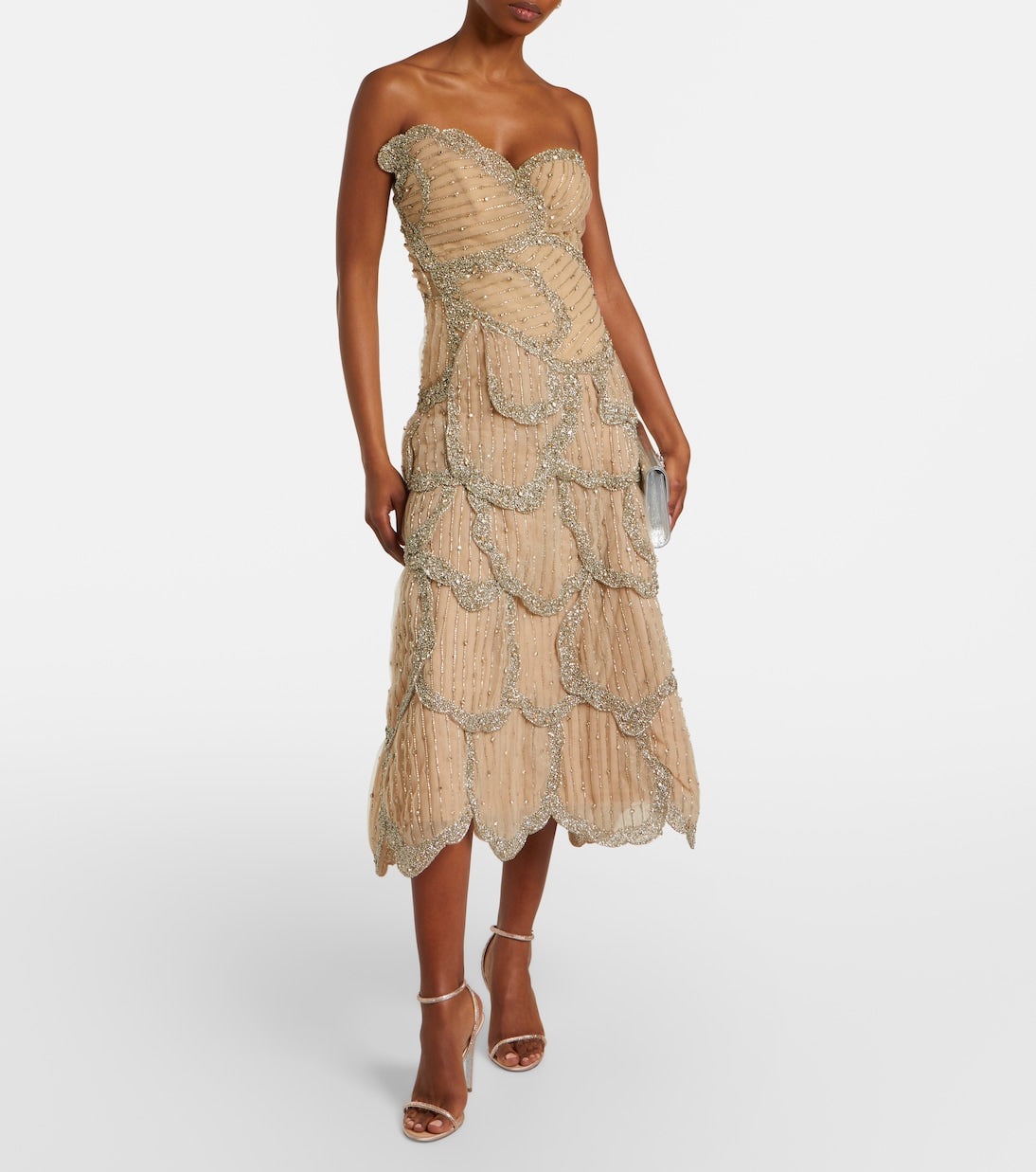 Sylvie embellished georgette cocktail dress