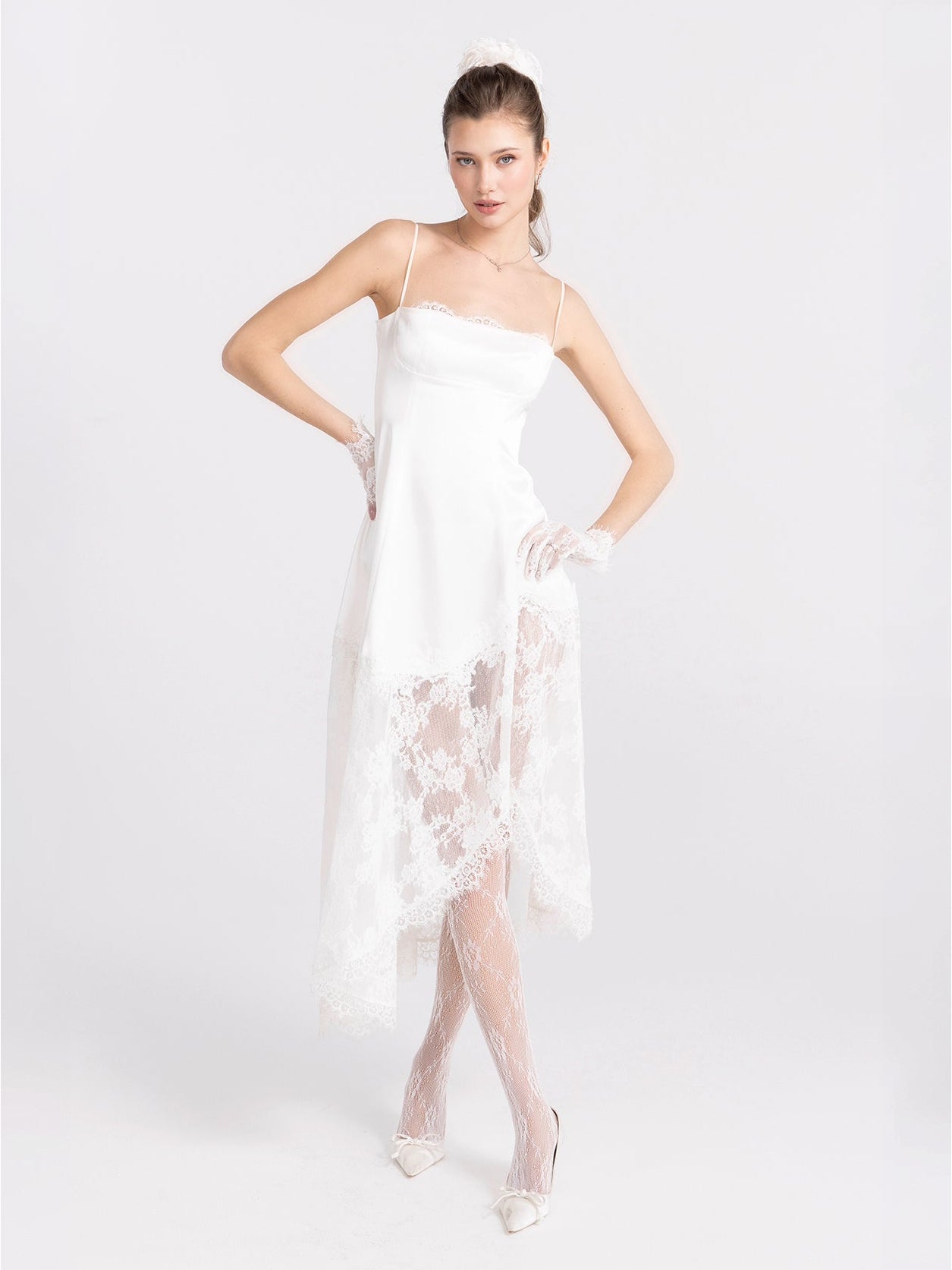 Mirabelle Satin Maxi Dress: White Maxi Dress for Bridal Shower | Nana Jacqueline