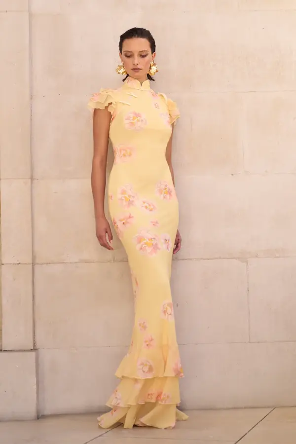 Gemma Floral Chiffon Maxi Dress - Yellow Multi