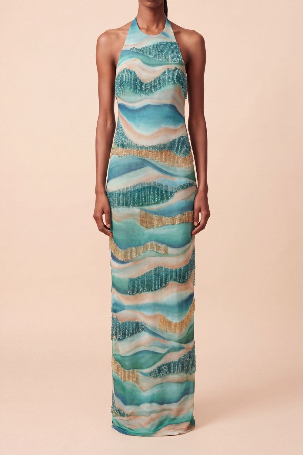 WAVES HALTER LONG DRESS