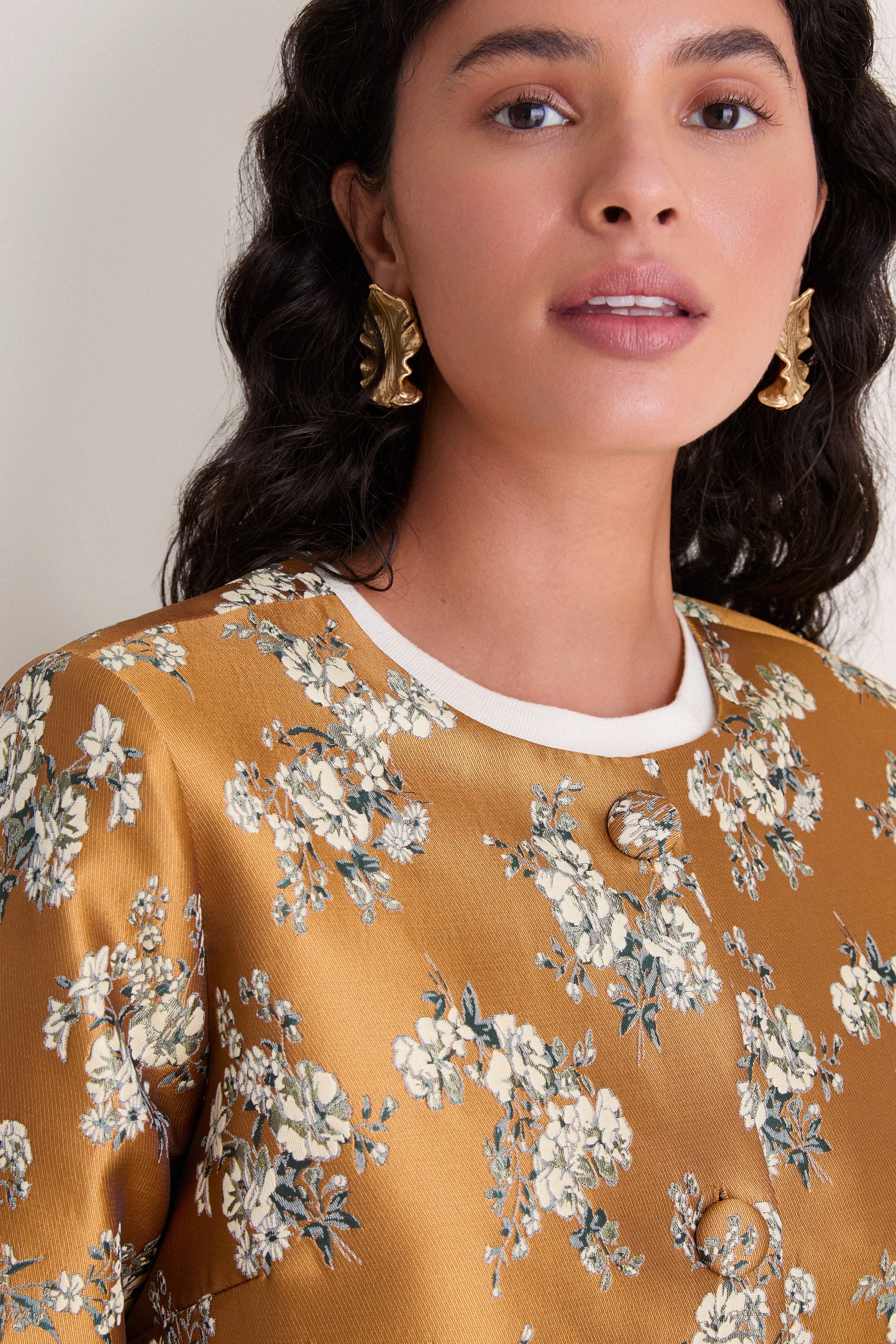 Gilded Blossom Jacquard Mid-Length Callas Set