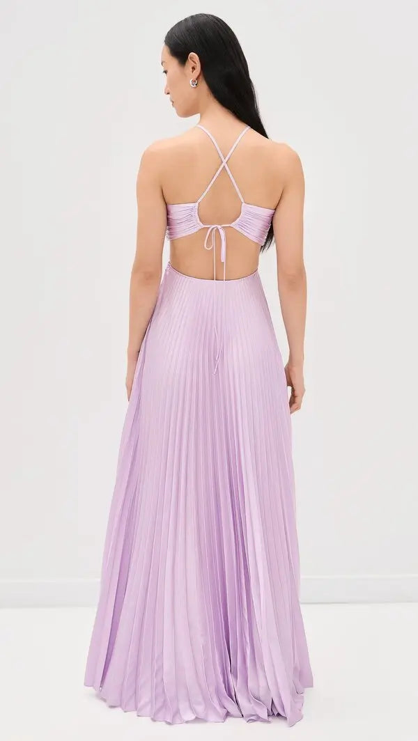 Moira Pleated Halterneck Maxi Dress
