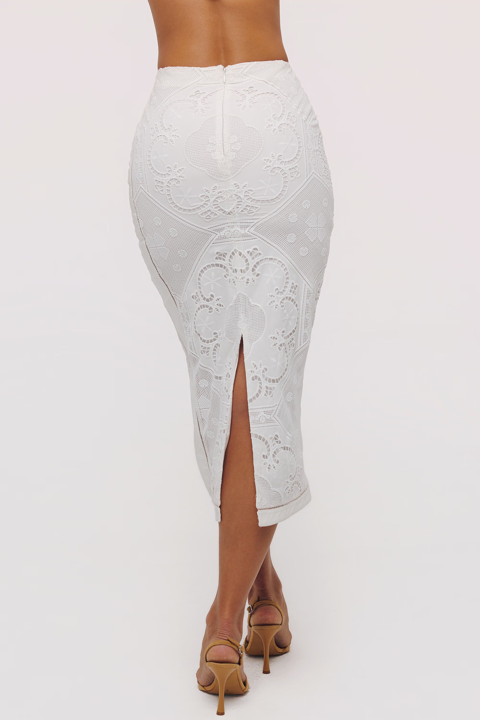 Cecilia White Cotton Placement Lace Broderie Anglaise Two‑Piece Outfit