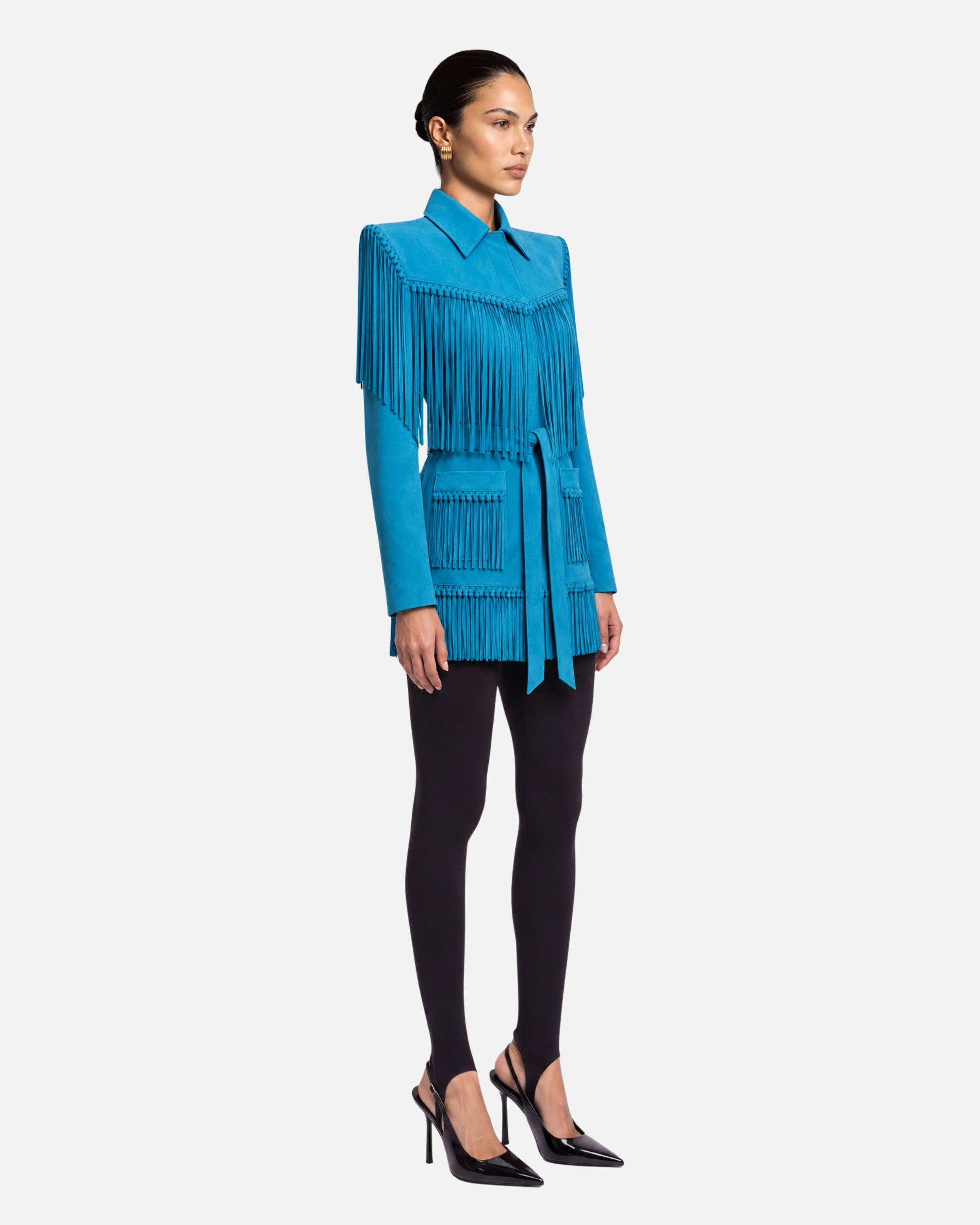 Sutton Suede Fringe Trench Coat