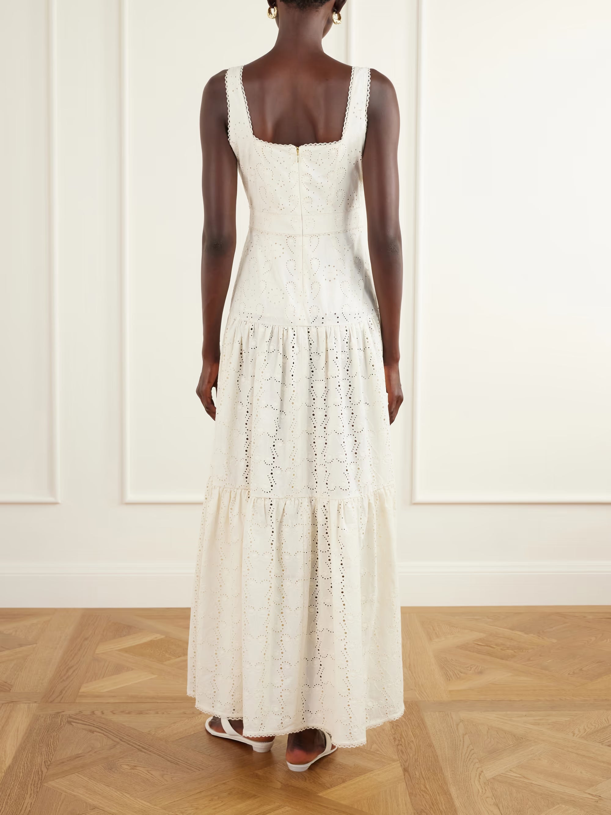 AGUA BY AGUA BENDITA Abeja Playa broderie anglaise cotton maxi dress