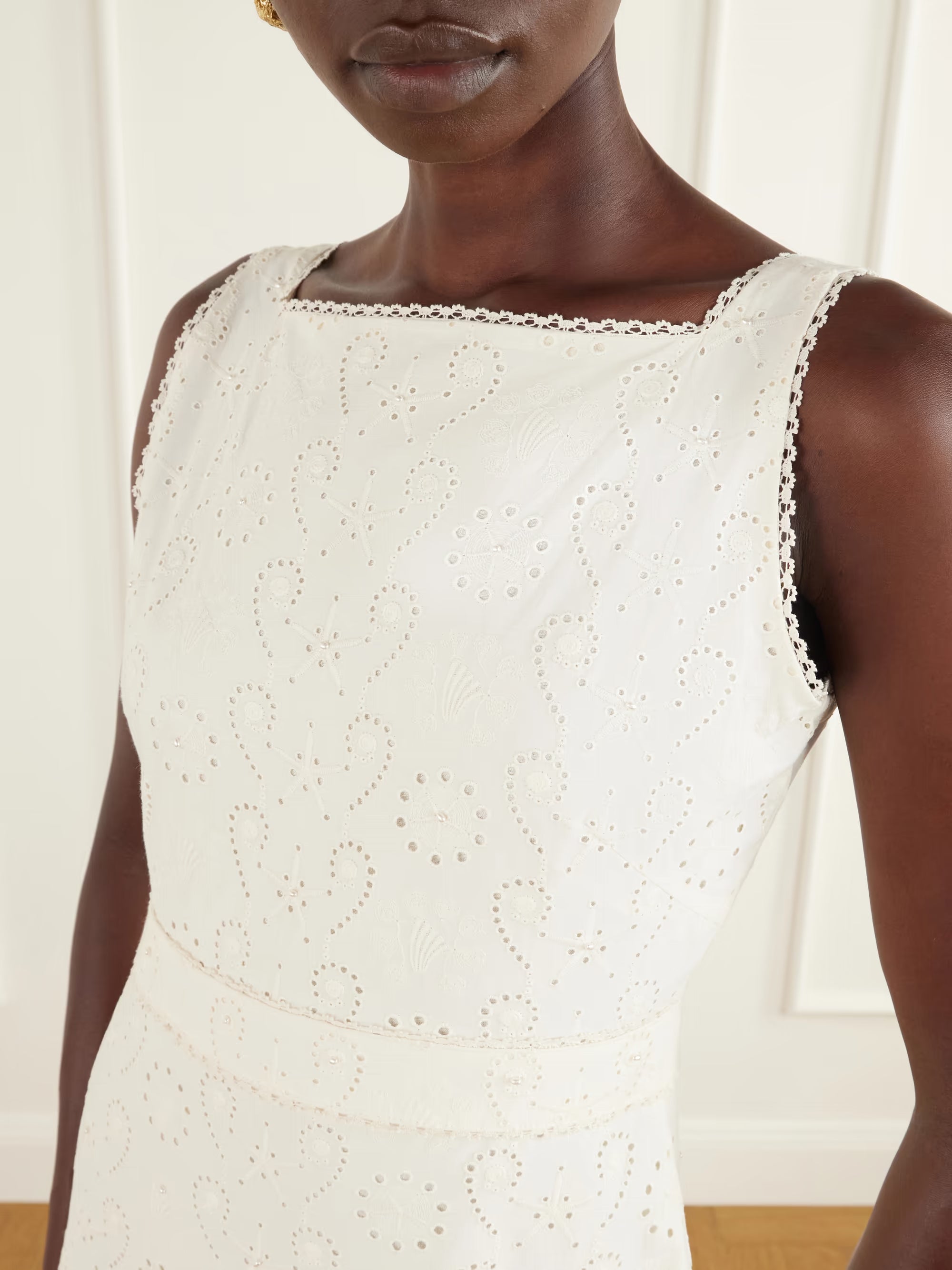 AGUA BY AGUA BENDITA Abeja Playa broderie anglaise cotton maxi dress