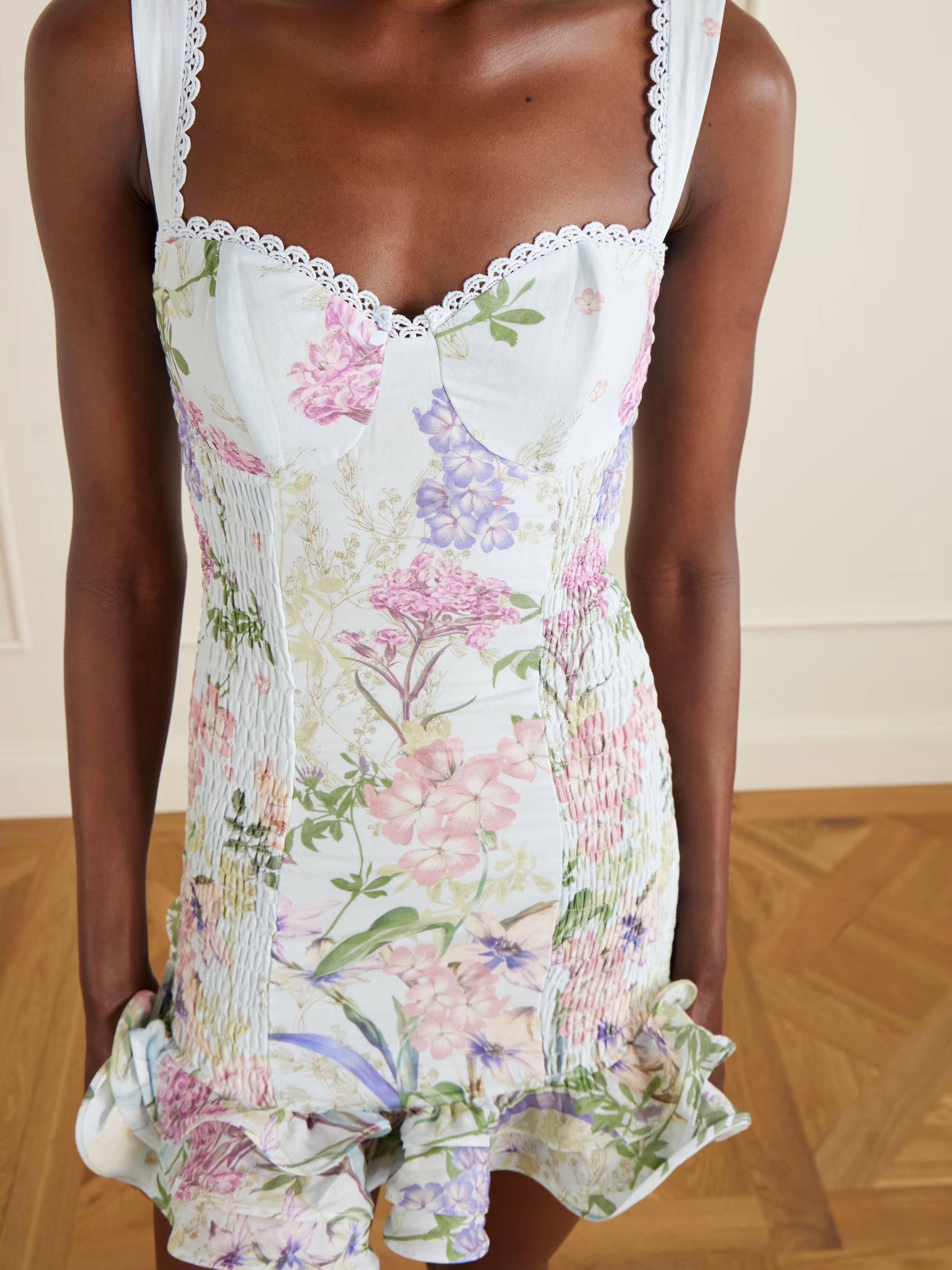Blue Sunil floral-print cotton-blend mini dress | CHARO RUIZ | NET-A-PORTER
