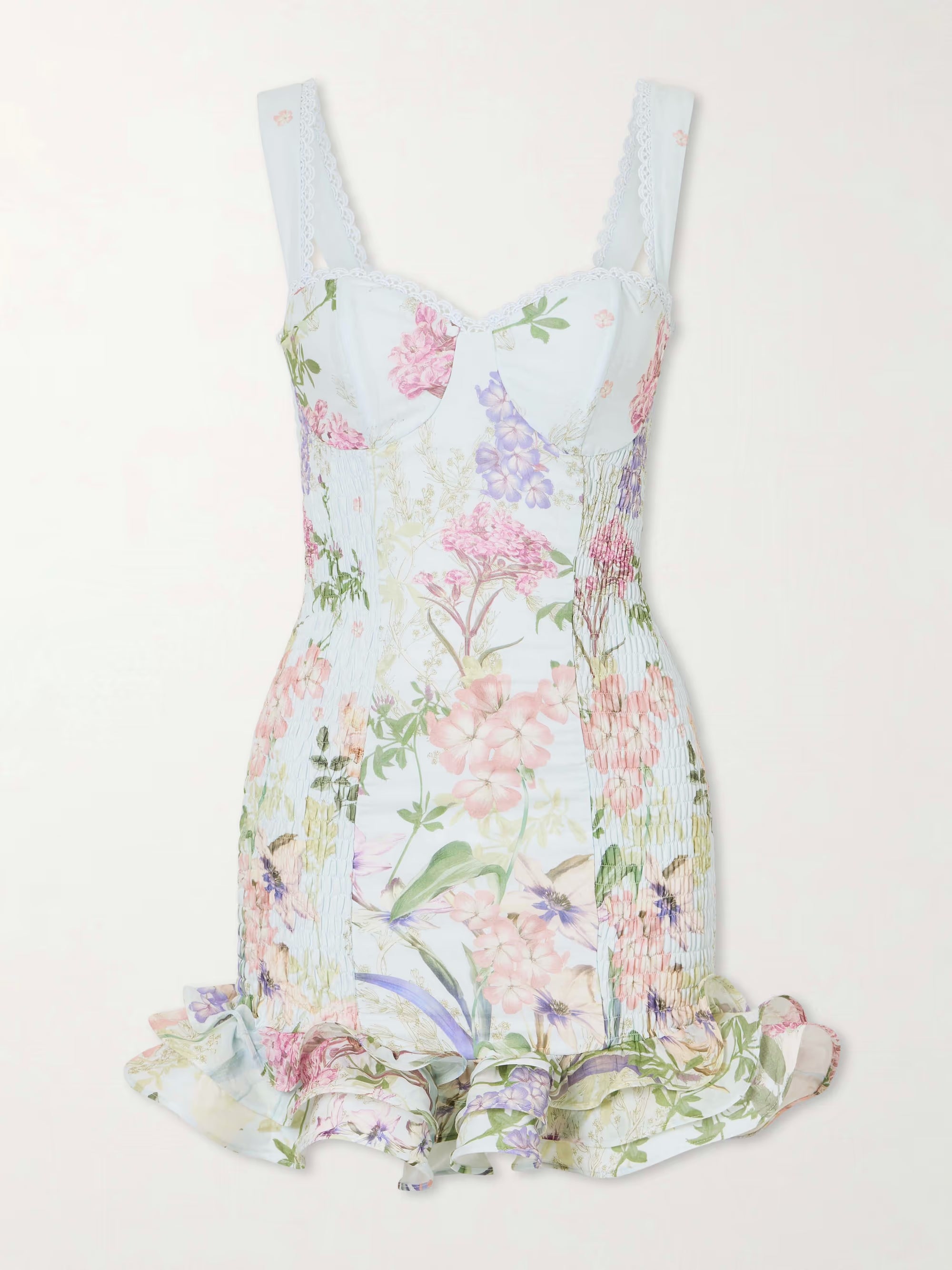 Blue Sunil floral-print cotton-blend mini dress | CHARO RUIZ | NET-A-PORTER